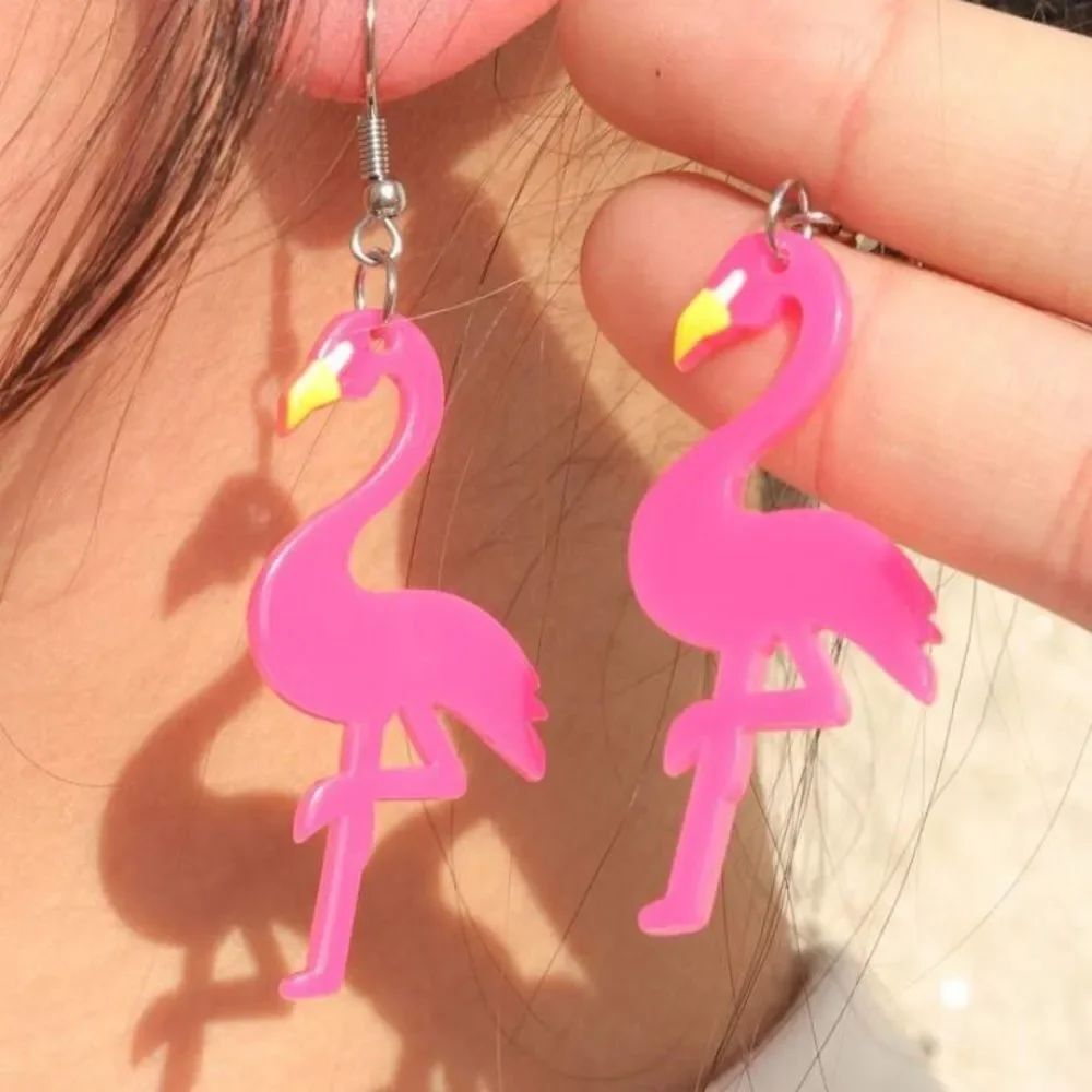 3for$20 1 Pair Flamingo  Print Acrylic Earrings,